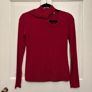 Elie Tahari Long Sleeve Twist Keyhole Top, size XS